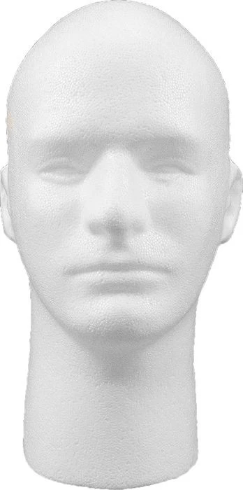 ROTHCO White Styrofoam Head Male Face Model Foam Mannequin Stand Form Man Display 12"
