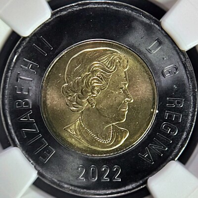 PCGS MS65 2022 カナダ $2 ブラックリング クイーン エリザベス 2022 CANADA $2 BLACK RING PCGS MS65 FIRST STRIKE QUEEN