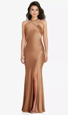 toffee satin dress Lotus Bias Cut Silk Slip Dress Toffee