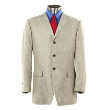 Striped JOHN W. NORDSTROM Blazer Jacket Sz 44 Reg 100% Linen Elegant