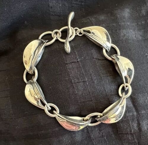 robert lee morris sterling silver modernist concave link bracelet size 8.25in - Picture 4 of 12
