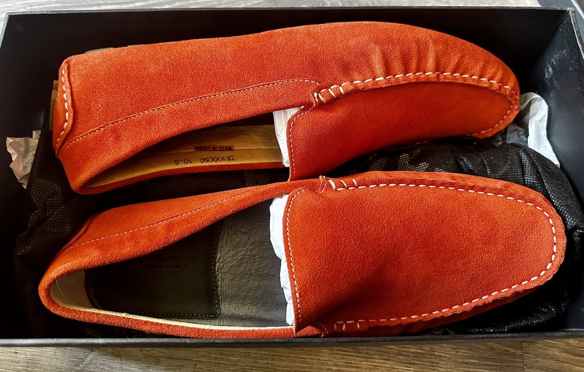 New Zanzara Slip On Loafers Orange Leather Dress Shoes Mens  display picture 1