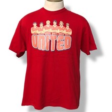 Manchester United Red T Shirt 1977 FA Cup Football Champs T-34 Men's LARGE