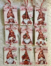 Valentine Gnomes 9 Gift Hang Tags Parties Scrapbooks Junk Journals Crafts 651R