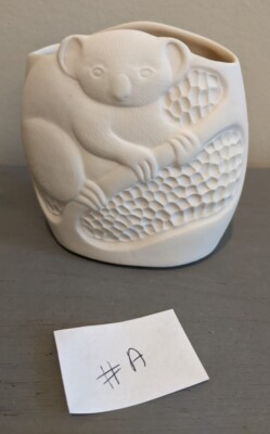 Dayle Rushall Bisque Koala Vase Studio Art Pottery Vintage Marked