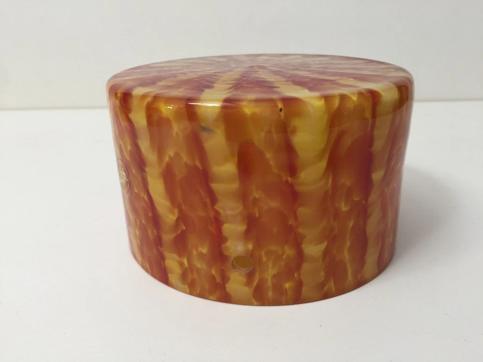 Colgante de cristal artístico redondo de Murano Bavai naranja y amarillo pantalla de luz, 3" H x 5" D Foto 3 de 4