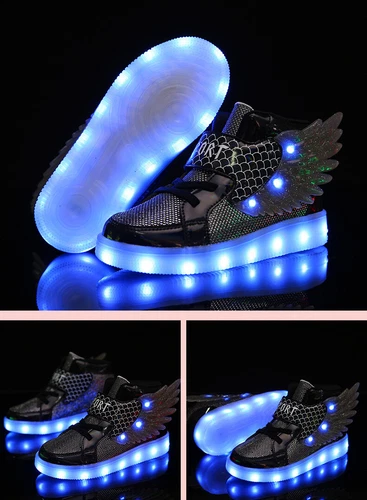 LED Leuchtende USB Sneaker Turnschuhe Kinder Mädchen Flügel Blinkschuhe Gr.27-37 - Bild 14 von 28