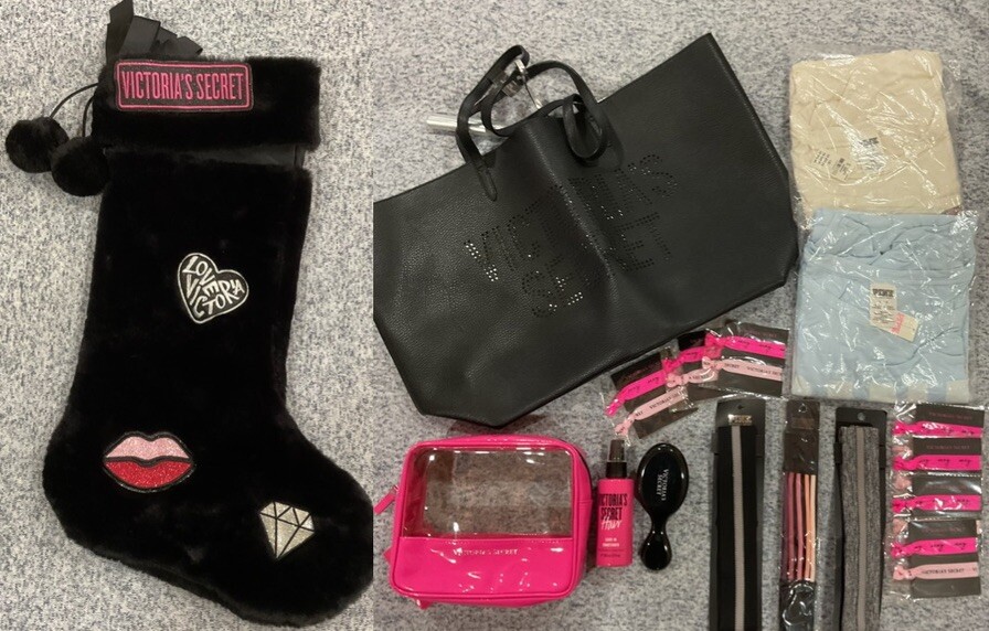 Victoria’s Secret Pink Accessory & Christmas Stocking Bundle Lot of 17 Pieces