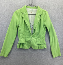 Better B. Lime Green Blazer Micro Corduroy Double Breasted Faux Pockets USA Made