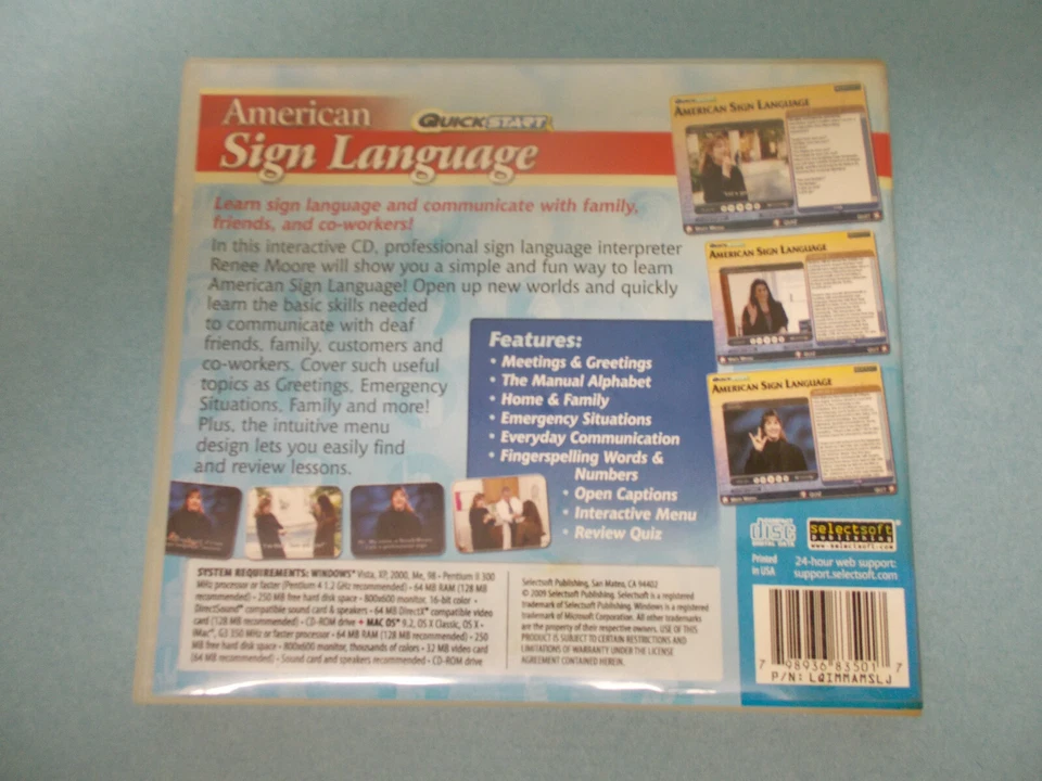 Quickstart American Sign Language CD Brand New Win7 Vista XP - Image 2 of 2