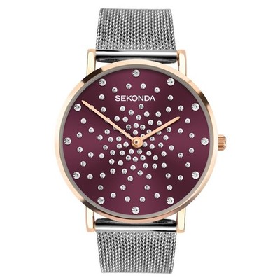 Sekonda Sparkle Celeste Damenuhr mit rotem Zifferblatt Modell 40028.205