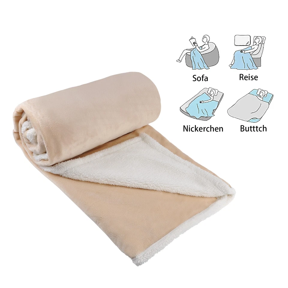 Sherpa Throws Blanket  Mink Flush Fleece Couch Blanket Reversible Bed Throw - Image 4 of 4