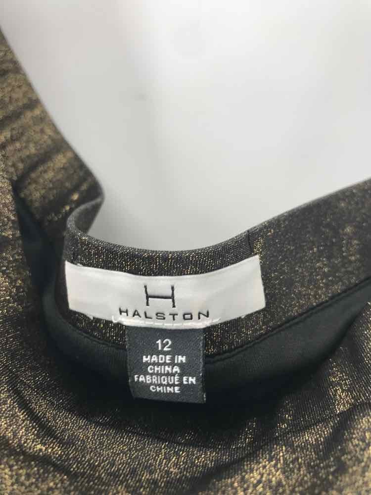 Pre-Owned H Halston Gold Size 14 Short Long Sleeve Dress