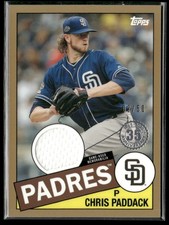 2020 Topps #85TR-CP Chris Paddack 1985 Topps Gold # /50 Relics (Series Two)