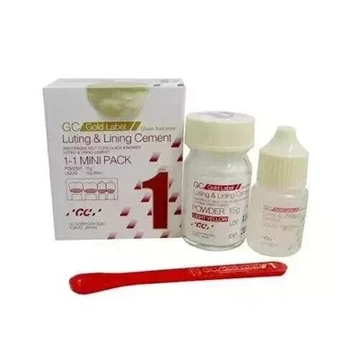 Dental GC Gold Label 1 Glass Iono-mer Luting Cement Mini - Powder 15g Liquid 10g