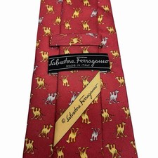 Salvatore Ferragamo Mens Tie Camels Red & Gol...