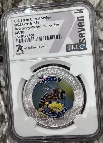2022 $5 Cook Islands W. Honey Bee - New Jersey - NGC MS 70 - 7K Label