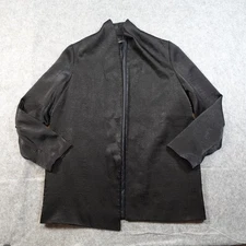 Drew Blazer Womens Large Open Front Black Satin Tunic Jacket