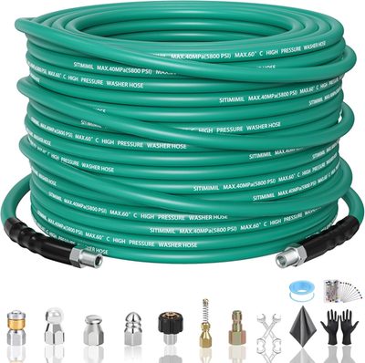 #ad 50FT Sewer Jetter Kit for Pressure Washer1 4‘’Npt Drain Cleaner Hose 5800PSI w $69.11