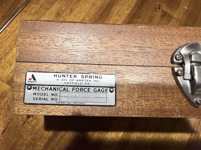 AMETEK Hunter Spring LP-100 Mechanical Force Gauge Push Pull Tester w/ Wood Case