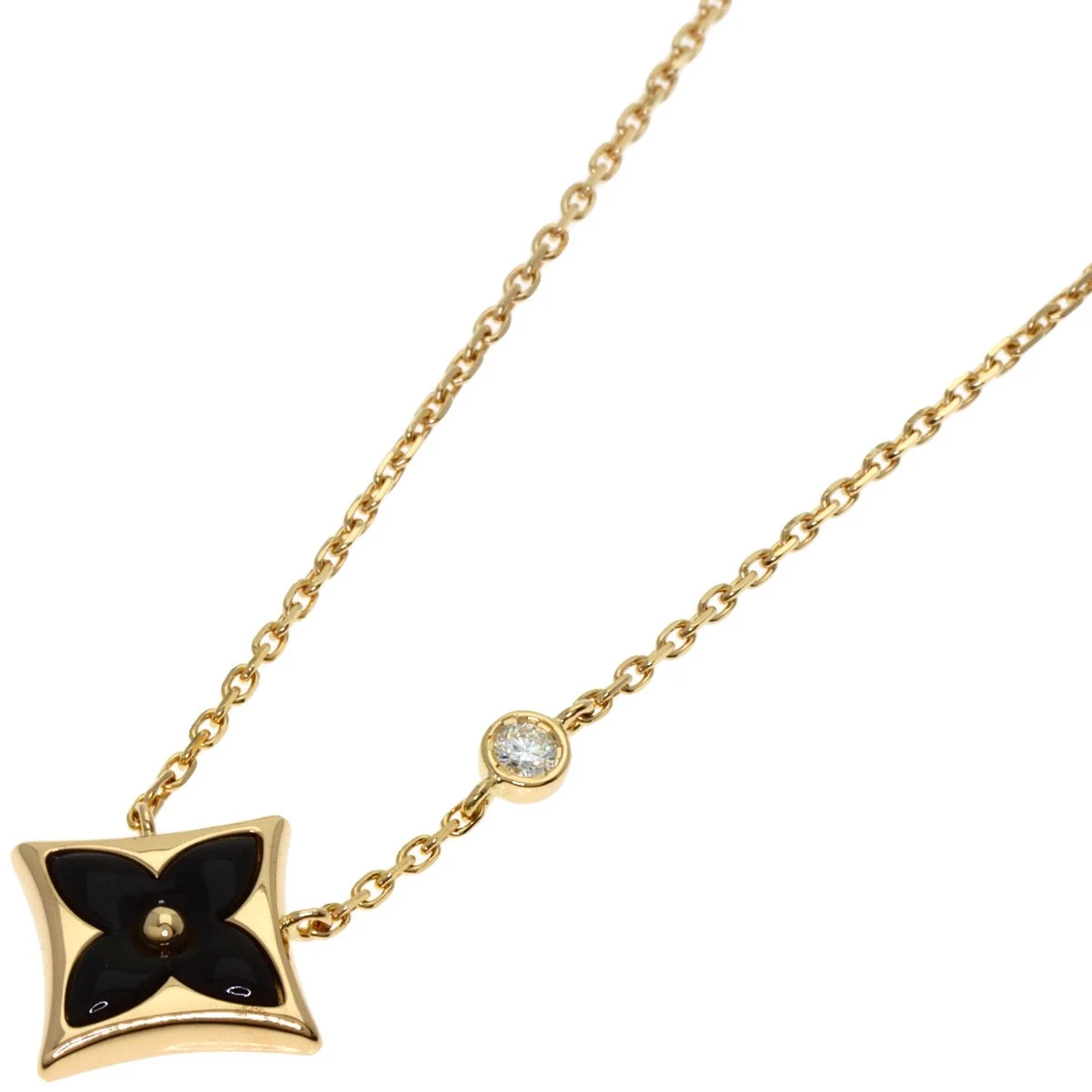 LOUIS VUITTON（LV） Collana LOUIS VUITTON Ciondolo Stella Fiore BB Onice Diamante K18 Oro Giallo...