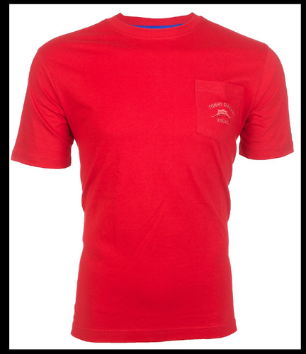 $48 TOMMY BAHAMA Embroidered Logo RED Relaxed Fit Short Sleeve Pocket T-shirt