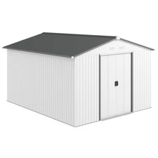 11' x 9' Steel Outdoor Utility Storage Tool Shed Kit for Backyard Garden, Silver