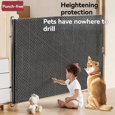 Baby Safety Gate Retractable Door Pet Dog Stair Guard Isolation Net W/Hooks US