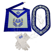 Masonic Regalia Blue Lodge Chaplain Faux Leather Apron Set Embroidered