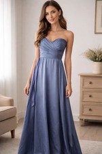 Women's Coast Blue Satin Maxi Prom Dress Sleeveless UK 6