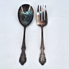 Large Serving Spoon And Meat Fork Marked WM. ROGERS MFG. CO. EXTRA PLATE!