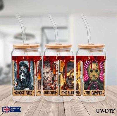Horror Figur UV DTF Aufkleber - 16oz Libbey Dose Glasfolie yn673