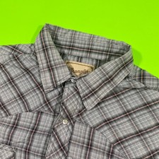 Wrangler Mens Western Pearl Snap Shirt XL Grey Plaid Short Sleeve 112317851