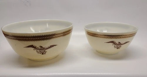 Set Of 2 Pyrex Federal Eagle Mixing Bowls