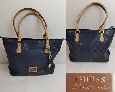 Guess 1981 Los Angeles Tote Handbag Blue Embossed Rubber/Leather Studded #J5546