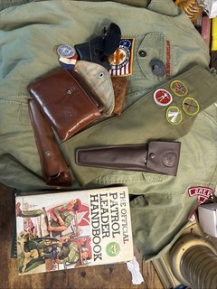 Nice Lot Of Vintage Boy Scouts Items. Books Uniforms Merit Badge. More