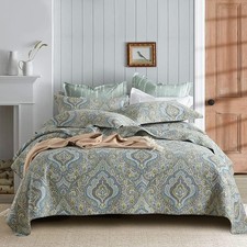 Cotton Bedspread Quilt Sets 3 Pieces Reversible Comforter Coverlet Sets