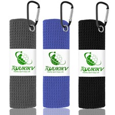 KUUKIKV 3 Pack 16" X Golf Towels 16 inches x 16 inches, Black-blue-gray