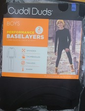 CUDDL DUDS GARÇONS PERFORMANCE POLAIRE COUCHES DE BASE ÉQUIPAGE ET PANTALON - X-LARGE 16/18 NOIR