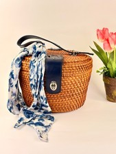Patricia Nash top handle Caselle Basket bucket wicker Handbag NWOT