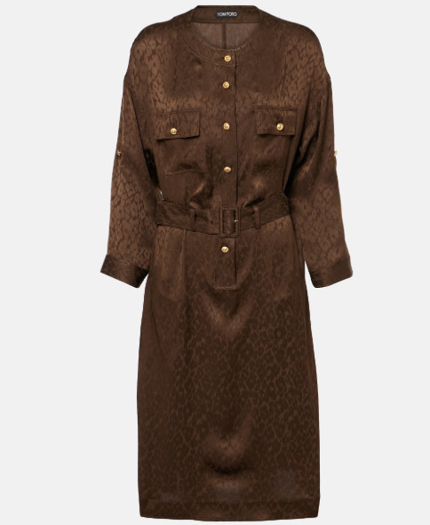 42IT - Tom Ford Silk jacquard midi dress dark olive green - BNWT image 3