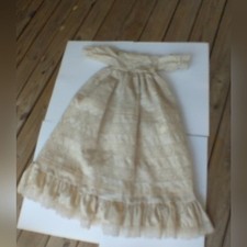 Vintage Ivory Baby Doll Crochet Lace Christening Gown Dress
