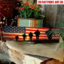 Vintage US Army Soldiers American Flag Metal Sign Patriotic Home Art Decor Gift