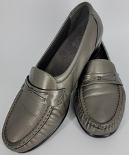SAS Easier Wedge Moccasin Dress Loafer Leather Pewter Made in USA Women’s 9W