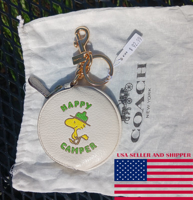 NWT Coach x Peanuts limited edition round Happy Camper Woodstock Coin Purse