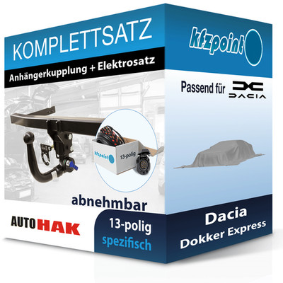 AUTO HAK Anhängekupplung abnehmbar und E-Satz für Dacia Dokker Express 12-21 neu