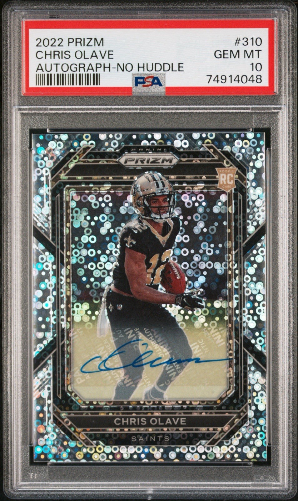 2022 Prizm Chris Olave Rookie No Huddle Prizm Auto PSA 10 #310 Saints 🏈