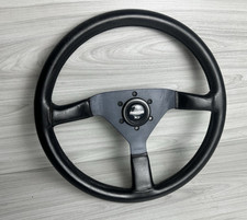 Jdm Vintage Momo Leather Steering Wheel 4-90 Mazda 323 Rx7 Miata As-is