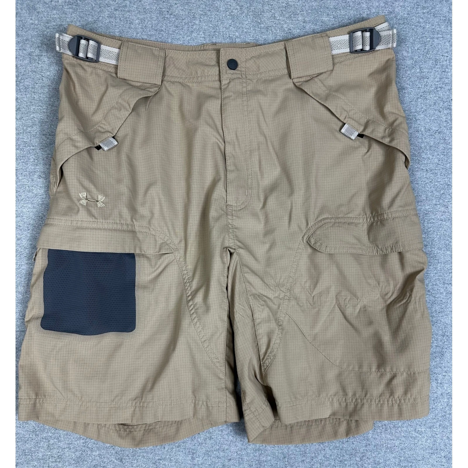 Under Armour Cargo Shorts Mens Large Tan Tactical Ripstop Hiking