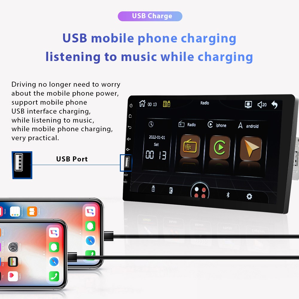 Single 1Din 9" Car Stereo Apple Carplay Android Auto Radio Touch Screen + Camera